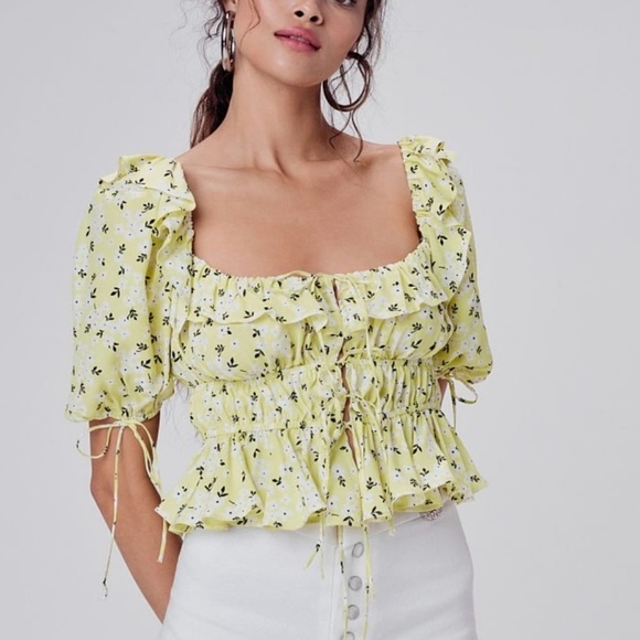 For Love & Lemons Chrysanthemum Blouse in Lemonade - Picture 1 of 8
